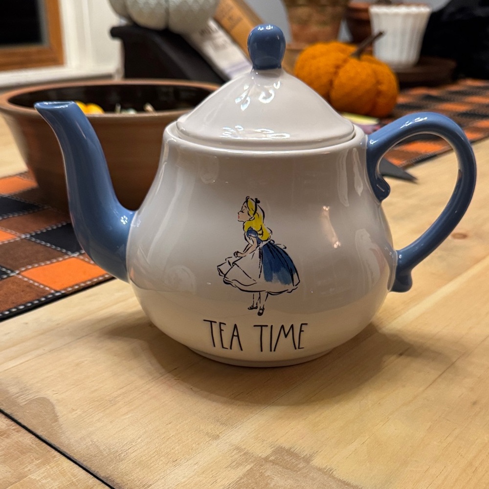 Blue and White Alice in wonderland Tea Time Teapot